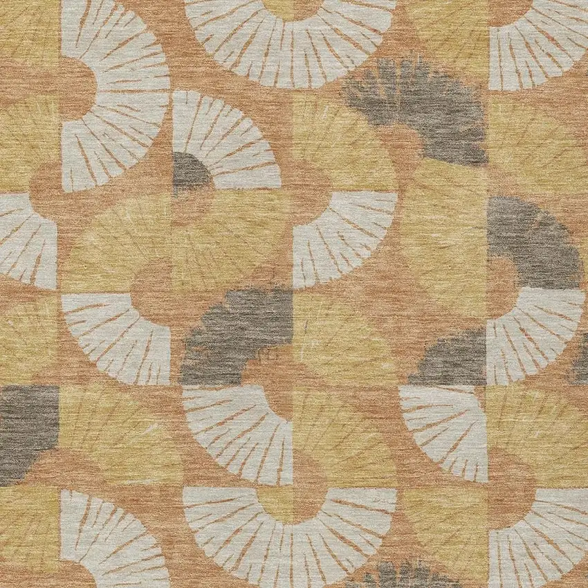Copper And Gold Geometric Washable Indoor Outdoor Area Rug Photo 2