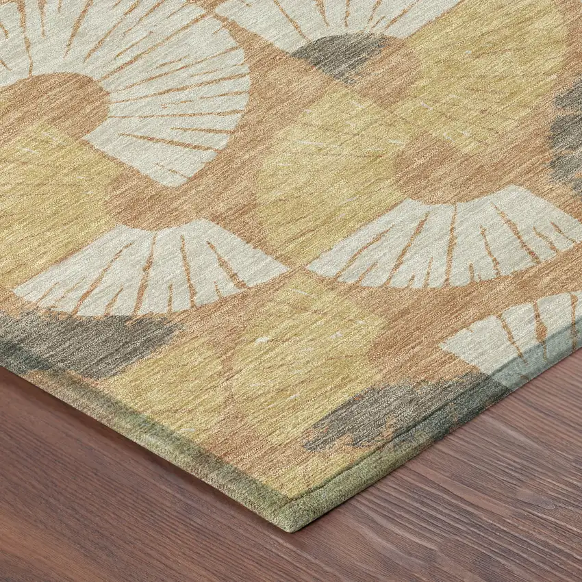 Copper And Gold Geometric Washable Indoor Outdoor Area Rug Photo 8