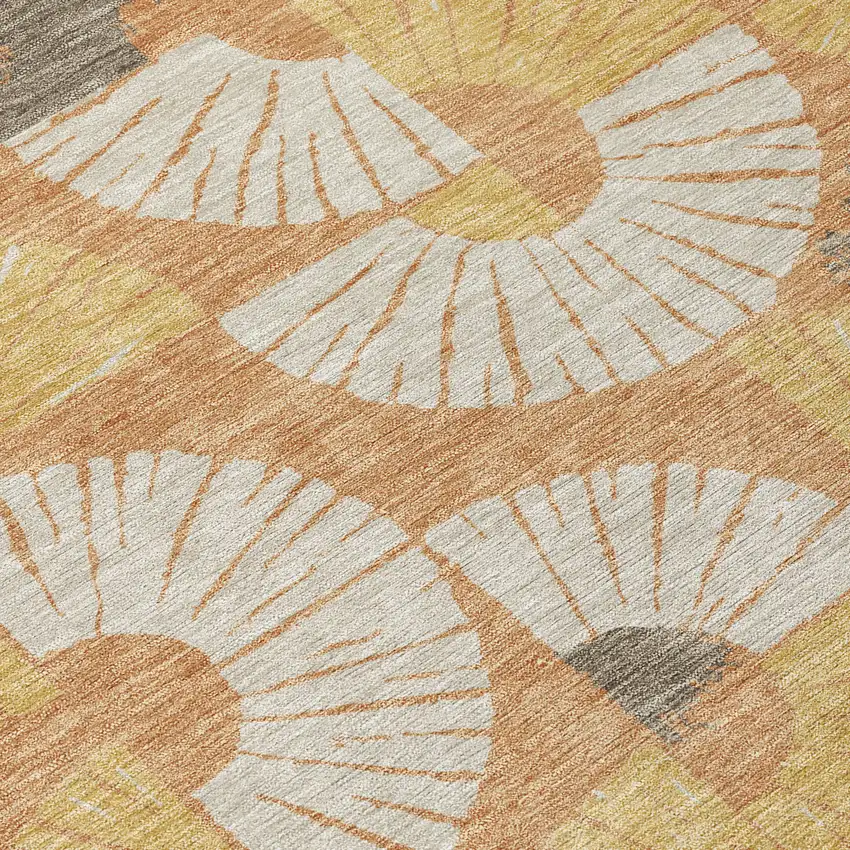 Copper And Gold Geometric Washable Indoor Outdoor Area Rug Photo 9