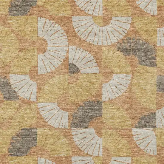 Copper And Gold Geometric Washable Indoor Outdoor Area Rug Photo 2