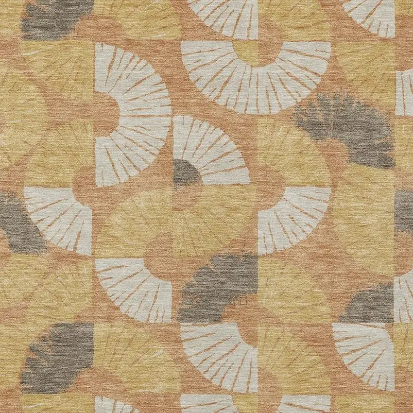 Copper And Gold Geometric Washable Indoor Outdoor Area Rug Photo 2