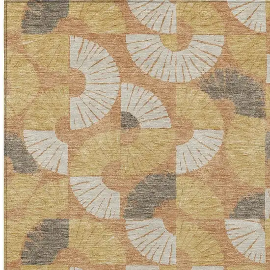 Copper And Gold Geometric Washable Indoor Outdoor Area Rug Photo 2
