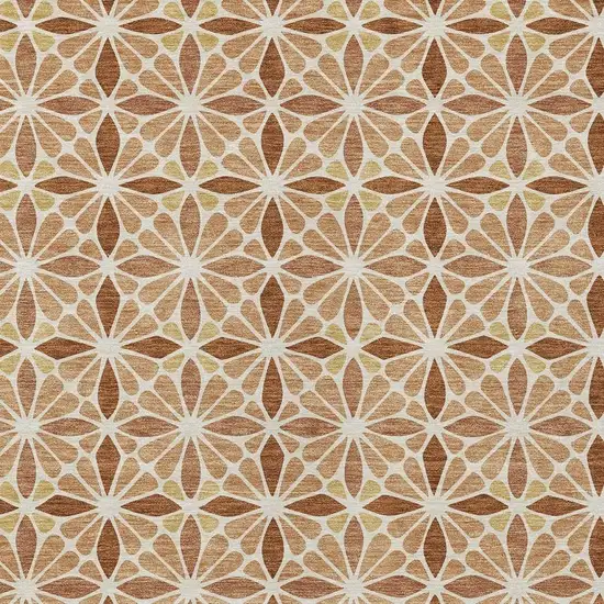 Copper And Gold Geometric Washable Indoor Outdoor Area Rug Photo 2