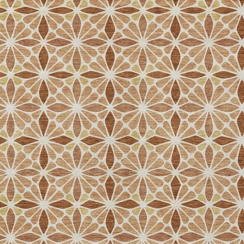 Copper And Gold Geometric Washable Indoor Outdoor Area Rug Photo 2