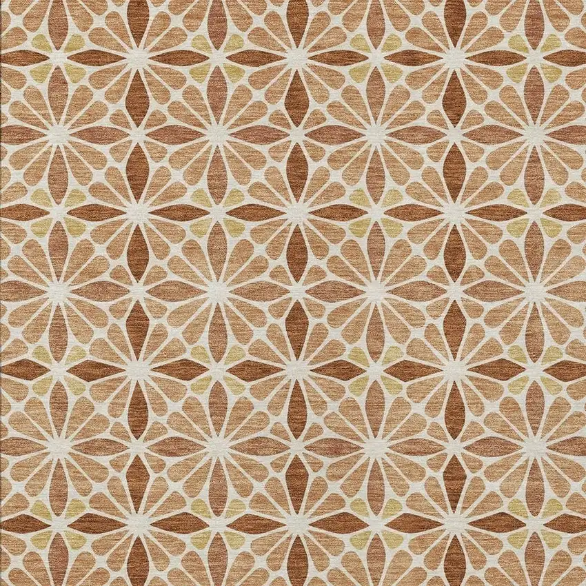 Copper And Gold Geometric Washable Indoor Outdoor Area Rug Photo 2