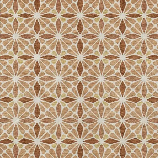 Copper And Gold Geometric Washable Indoor Outdoor Area Rug Photo 2