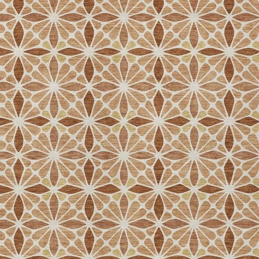 Copper And Gold Geometric Washable Indoor Outdoor Area Rug Photo 2