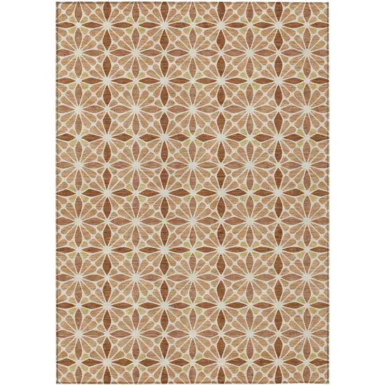 Copper And Gold Geometric Washable Indoor Outdoor Area Rug Photo 1