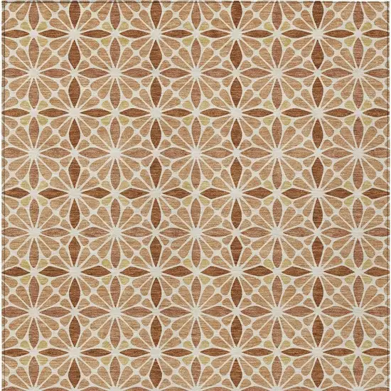 Copper And Gold Geometric Washable Indoor Outdoor Area Rug Photo 3