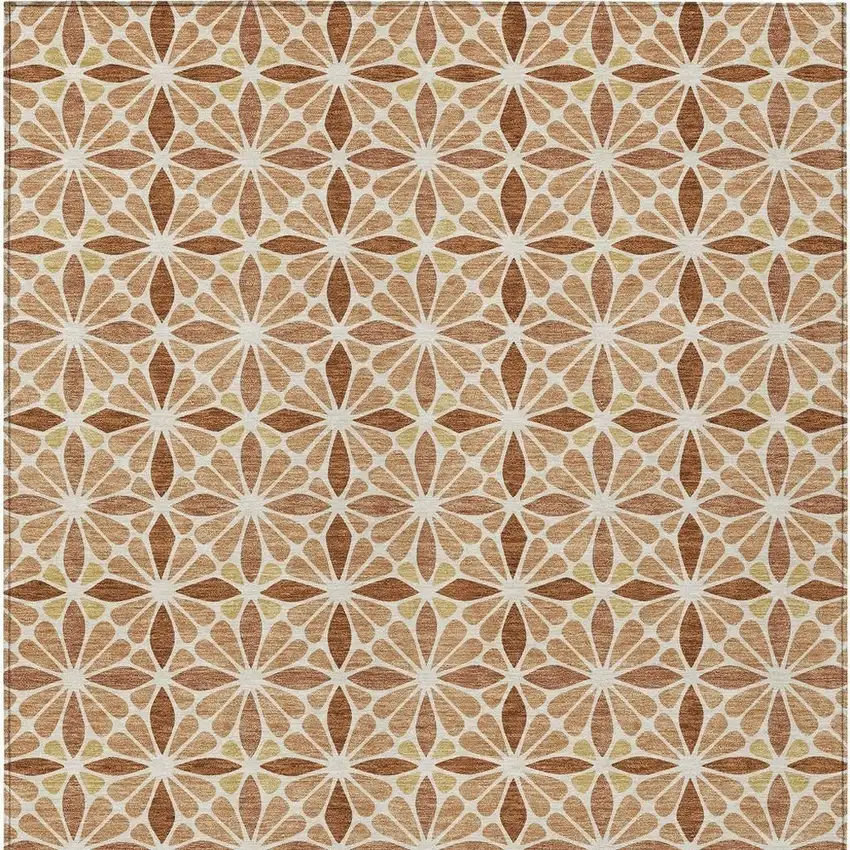 Copper And Gold Geometric Washable Indoor Outdoor Area Rug Photo 3