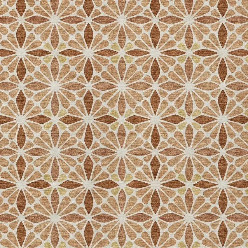 Copper And Gold Geometric Washable Indoor Outdoor Area Rug Photo 2