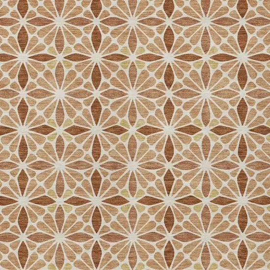 Copper And Gold Geometric Washable Indoor Outdoor Area Rug Photo 2