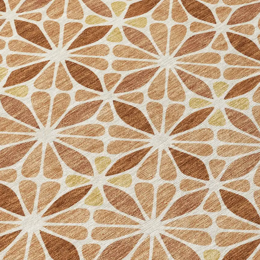 Copper And Gold Geometric Washable Indoor Outdoor Area Rug Photo 9