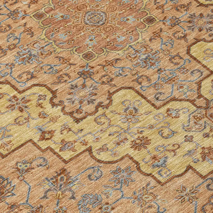 Copper And Gold Medallion Washable Indoor Outdoor Area Rug Photo 6