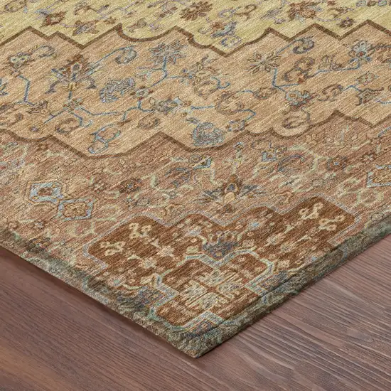 Copper And Gold Medallion Washable Indoor Outdoor Area Rug Photo 5