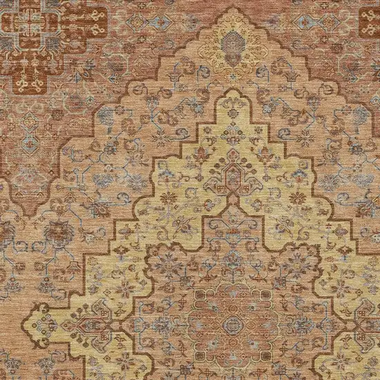 Copper And Gold Medallion Washable Indoor Outdoor Area Rug Photo 3