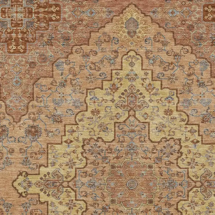 Copper And Gold Medallion Washable Indoor Outdoor Area Rug Photo 3