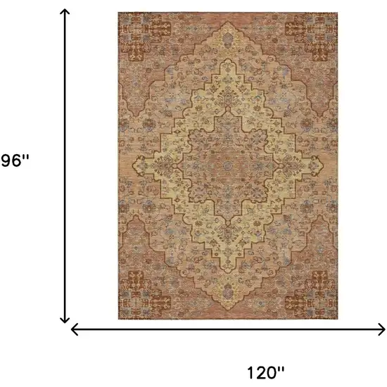 Copper And Gold Medallion Washable Indoor Outdoor Area Rug Photo 7