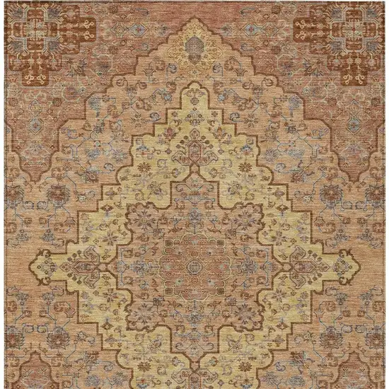 Copper And Gold Medallion Washable Indoor Outdoor Area Rug Photo 4