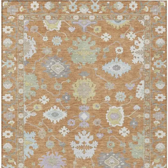 Copper And Gold Oriental Washable Indoor Outdoor Area Rug Photo 6