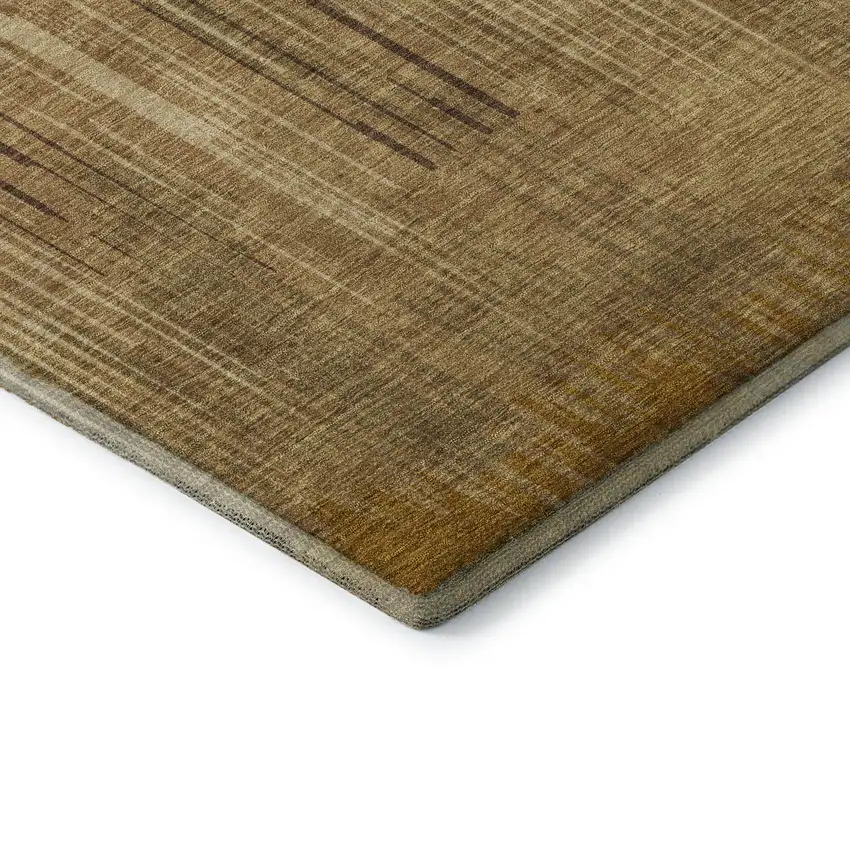 Copper And Gold Striped Washable Area Rug With UV Protection Photo 5