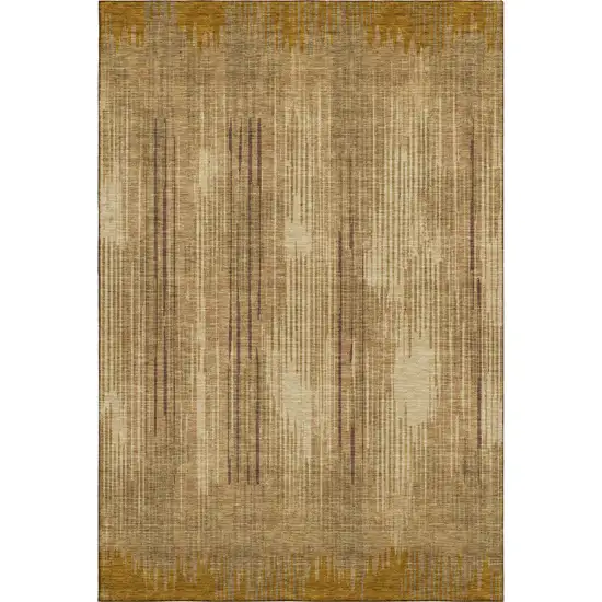 Copper And Gold Striped Washable Area Rug With UV Protection Photo 3