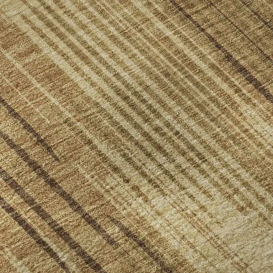 Copper And Gold Striped Washable Area Rug With UV Protection Photo 7