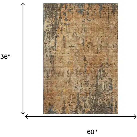 Copper And Gray Abstract Washable Area Rug With UV Protection Photo 3