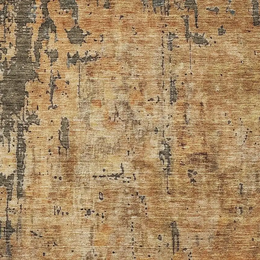 Copper And Gray Abstract Washable Area Rug With UV Protection Photo 4