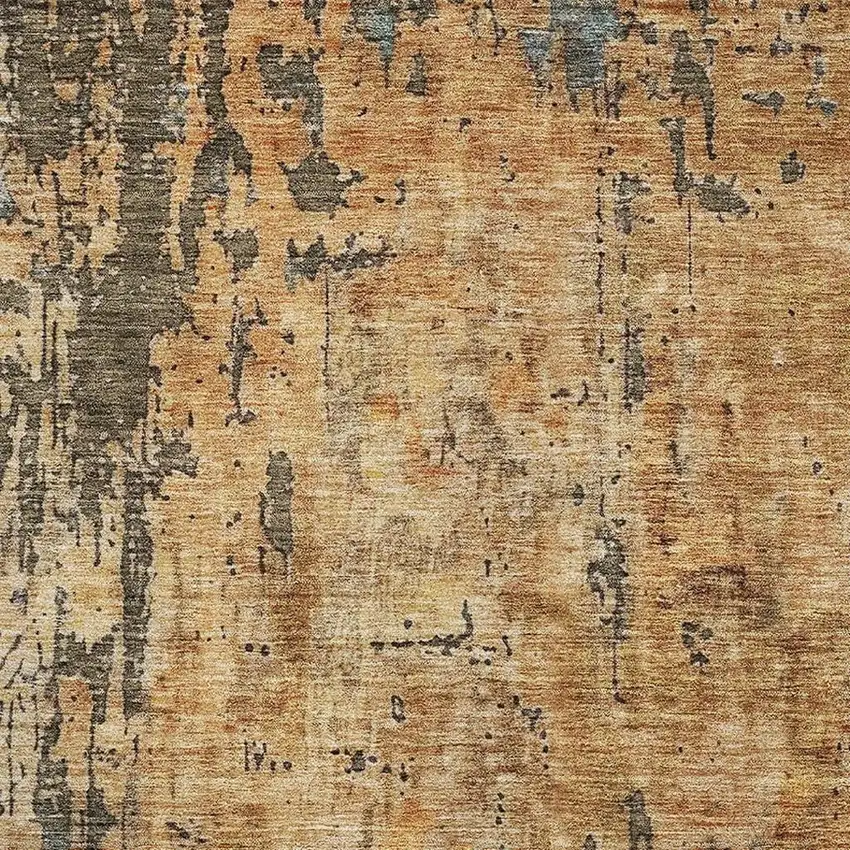 Copper And Gray Abstract Washable Area Rug With UV Protection Photo 3