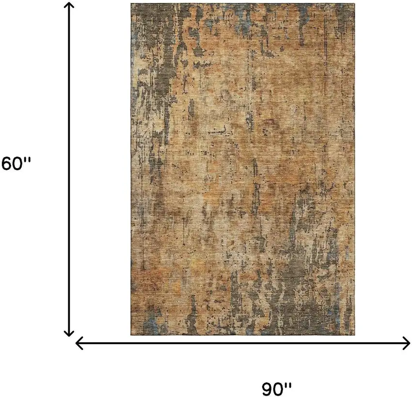 Copper And Gray Abstract Washable Area Rug With UV Protection Photo 7