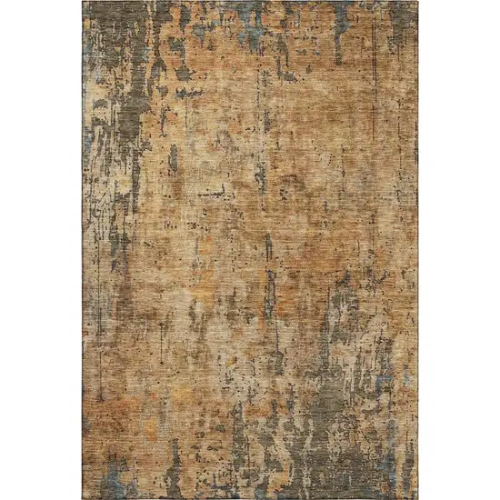 Copper And Gray Abstract Washable Area Rug With UV Protection Photo 3