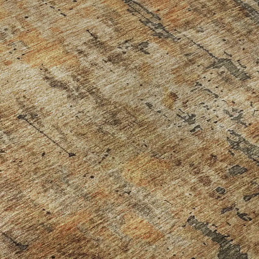 Copper And Gray Abstract Washable Area Rug With UV Protection Photo 7