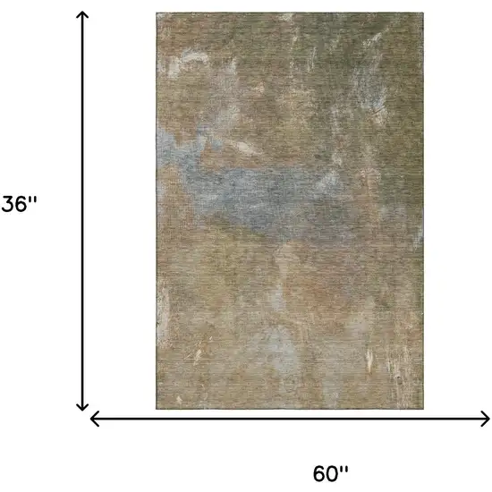 Copper And Gray Abstract Washable Area Rug With UV Protection Photo 3