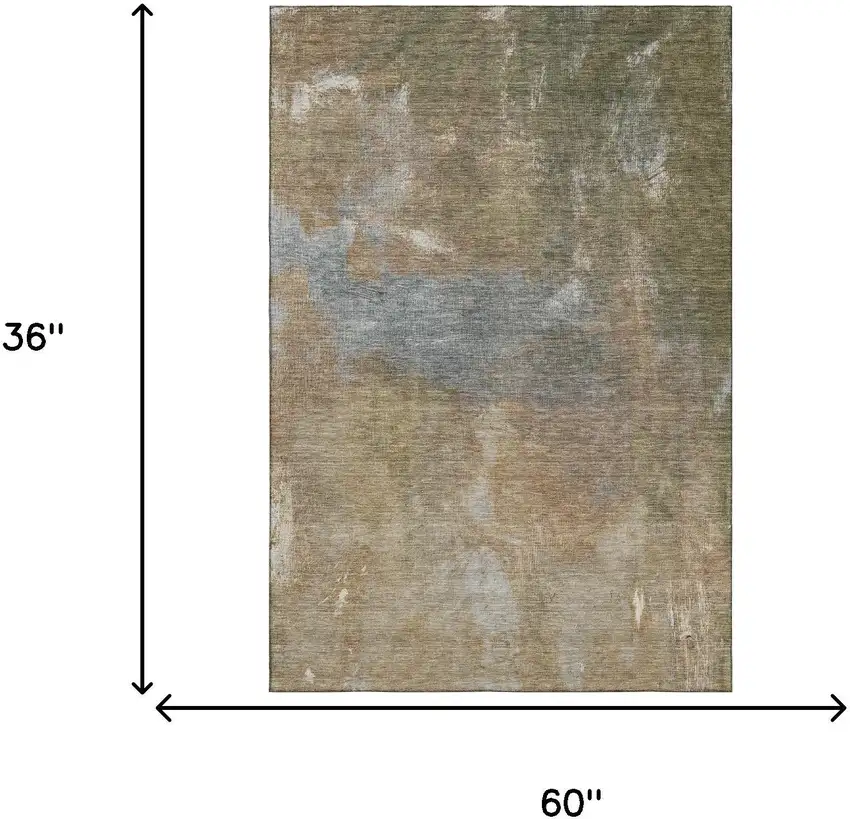 Copper And Gray Abstract Washable Area Rug With UV Protection Photo 3