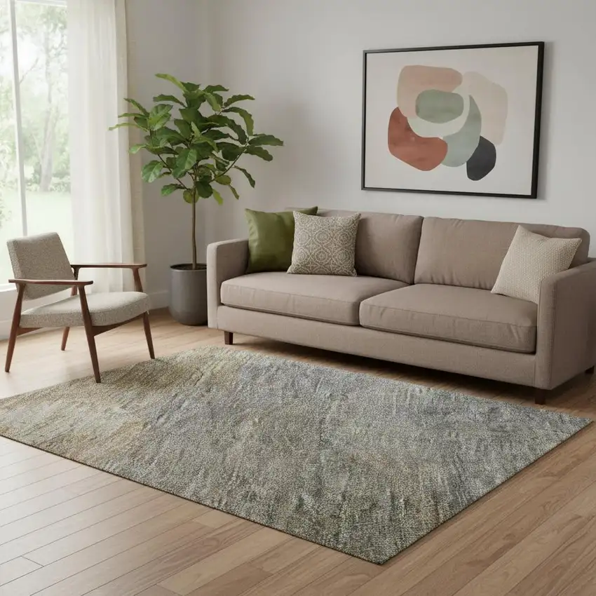 Copper And Gray Abstract Washable Area Rug With UV Protection Photo 2