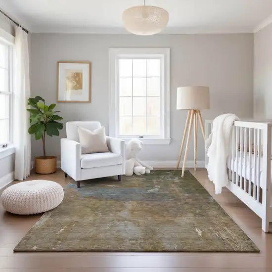 Copper And Gray Abstract Washable Area Rug With UV Protection Photo 5