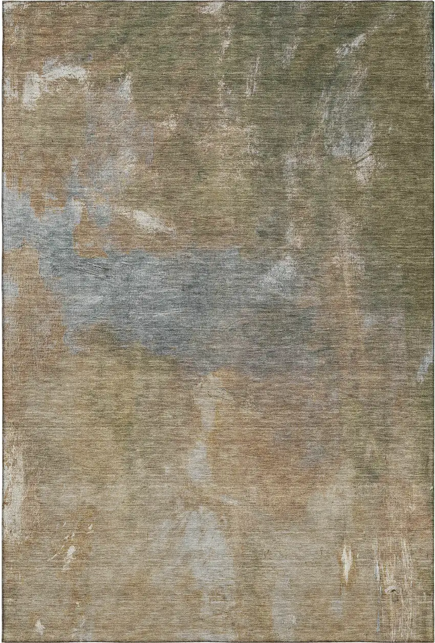 Copper And Gray Abstract Washable Area Rug With UV Protection Photo 6