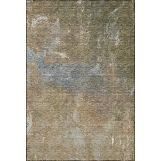 Copper And Gray Abstract Washable Area Rug With UV Protection Photo 6