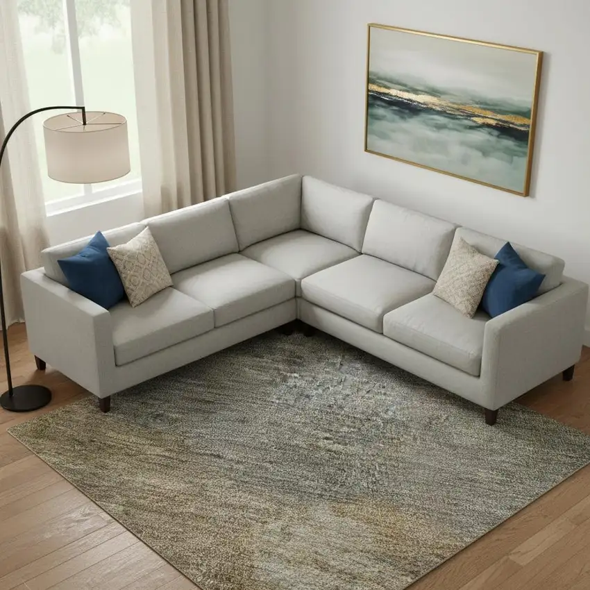 Copper And Gray Abstract Washable Area Rug With UV Protection Photo 2