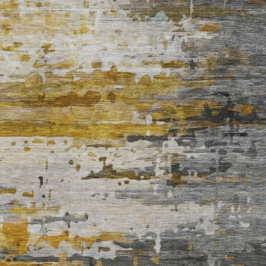 Copper And Gray Abstract Washable Area Rug With UV Protection Photo 7