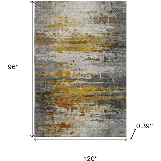 Copper And Gray Abstract Washable Area Rug With UV Protection Photo 9