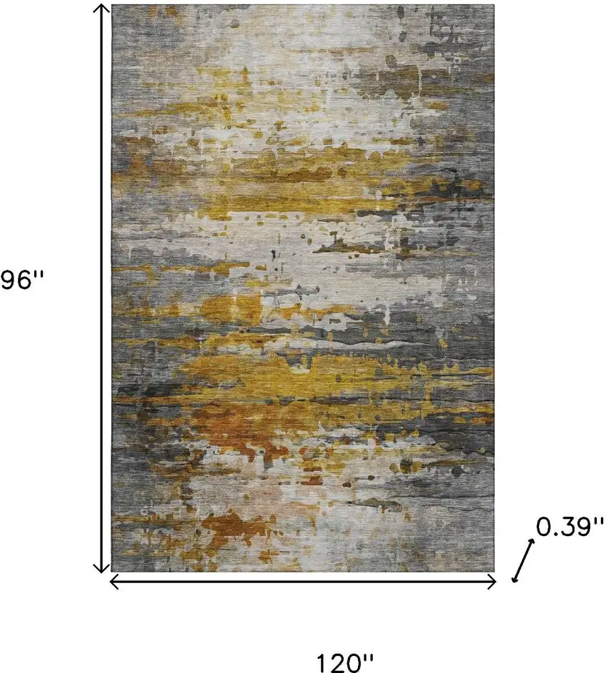 Copper And Gray Abstract Washable Area Rug With UV Protection Photo 9