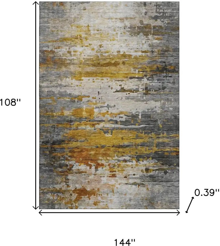 Copper And Gray Abstract Washable Area Rug With UV Protection Photo 9