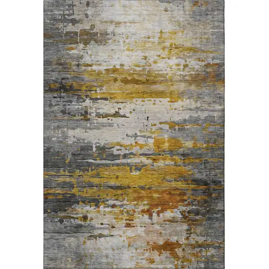 Copper And Gray Abstract Washable Area Rug With UV Protection Photo 4