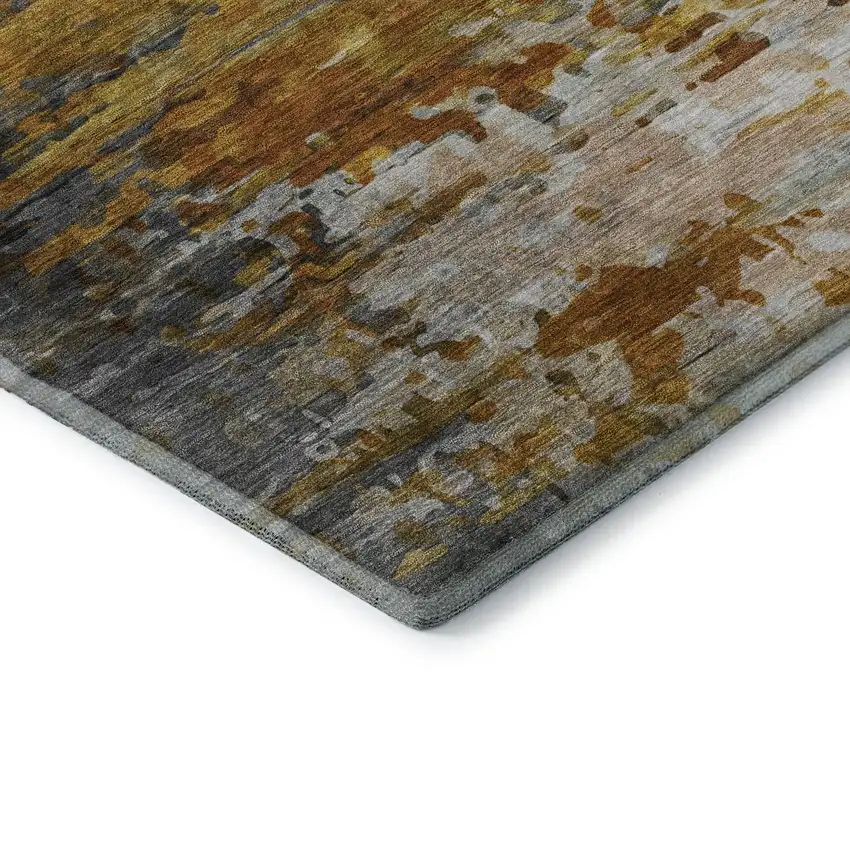 Copper And Gray Abstract Washable Area Rug With UV Protection Photo 7