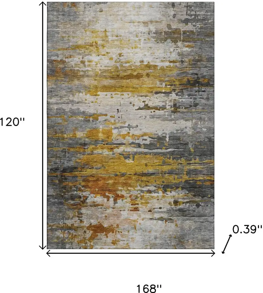Copper And Gray Abstract Washable Area Rug With UV Protection Photo 9