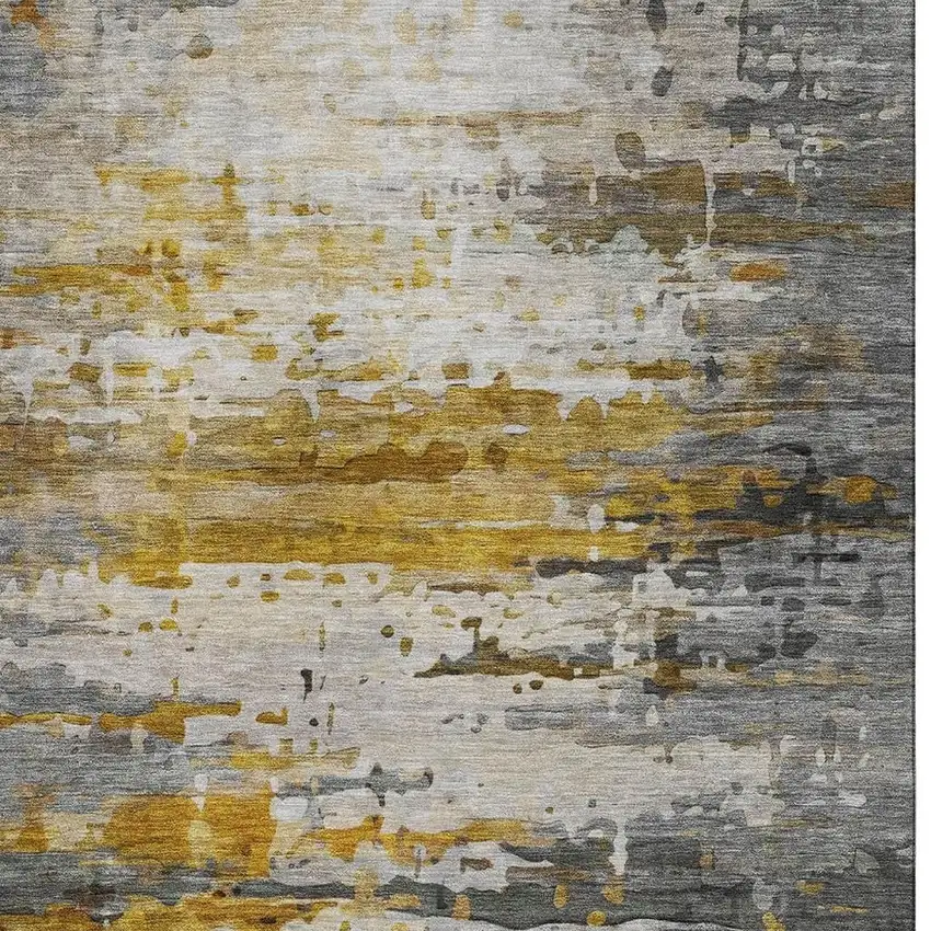 Copper And Gray Abstract Washable Area Rug With UV Protection Photo 3