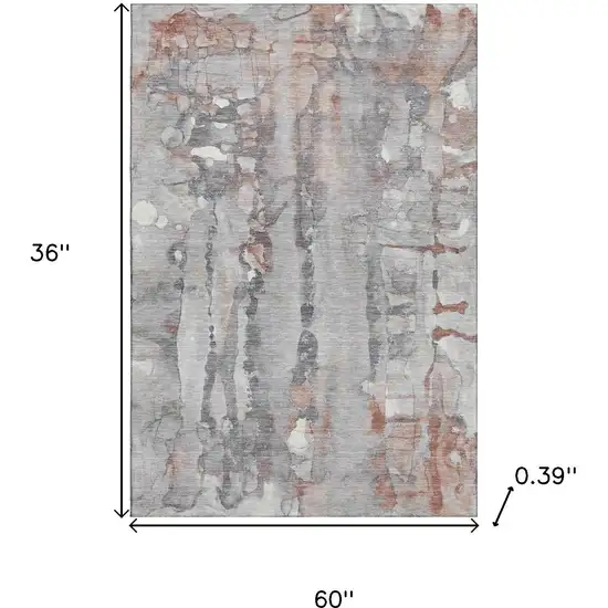 Copper And Gray Abstract Washable Area Rug With UV Protection Photo 8