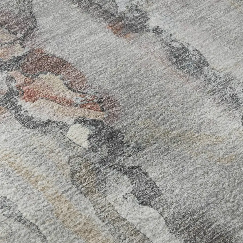 Copper And Gray Abstract Washable Area Rug With UV Protection Photo 7